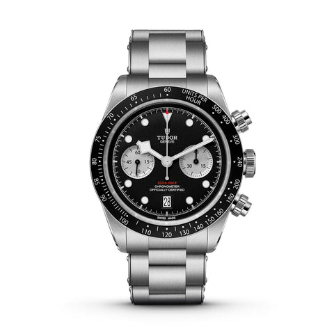 TUDOR Black Bay Chrono 41mm Steel - TUDOR Black Bay Chrono in a 41mm stainless steel case with black dial on stainless steel bracelet, featuring a chronograph function, date display and automatic movement.