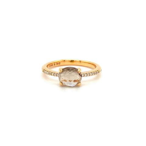 UGO Cala 18K Rose Gold Diamond Topaz Ring -