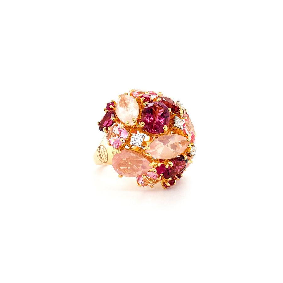 UGO Cala 18K Rose Gold Ruby Topaz Quartz Diamond Ring -