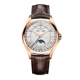 Vacheron Constantin Fiftysix Complete Calendar in a 40mm rose gold case with silver dial on leather strap, featuring a complete calendar, moon phase and automatic movement.