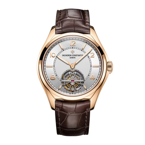 Vacheron Constantin Fiftysix Tourbillon - 6000E/000R-B488 - Vacheron Constantin Fiftysix Tourbillon in a 41mm rose gold case with silver dial on leather strap, featuring a tourbillon display and automatic movement.