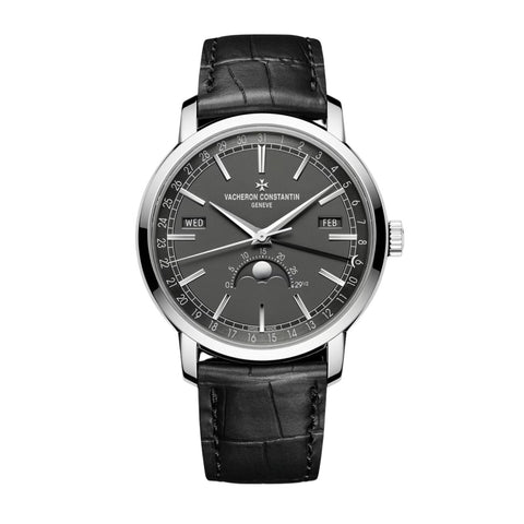 Vacheron Constantin Traditionnelle Complete Calendar - 4010T/000G-B740 - Vacheron Constantin Traditionnelle Complete Calendar in a 41mm white gold case with grey dial on leather strap, featuring a complete calendar, moon phase and automatic movement.
