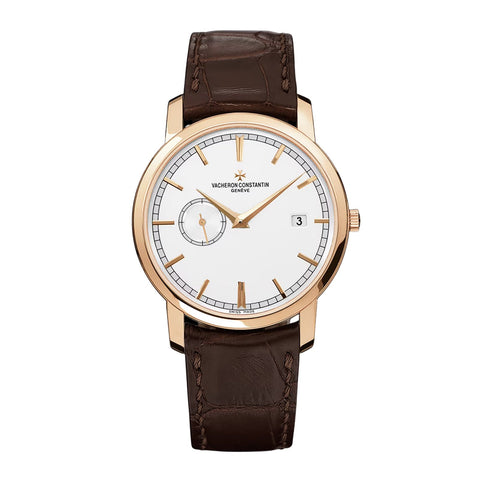 Vacheron Constantin Traditionnelle Self-Winding - 87172/000R-9302 - Vacheron Constantin Traditionnelle Self-Winding in a 38mm rose gold case with white dial on leather strap, featuring a small seconds at 9 o'clock, date display at 3 o'clock, and an automatic movement.