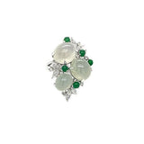 White and Green Jade Ring -