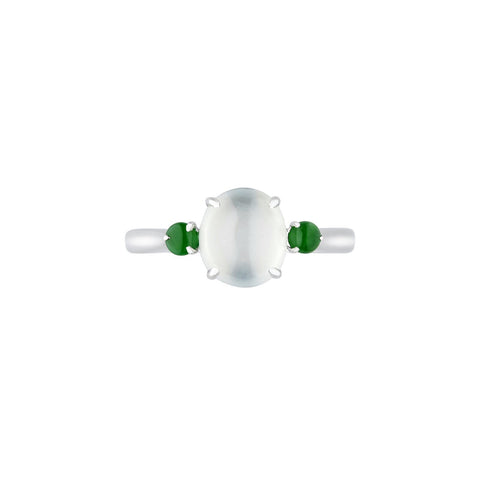 White and Green Jade Ring-White and Green Jade Ring - ORNEL00687