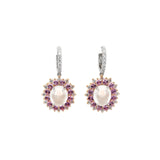 White Jade and Pink Sapphire Dangle Earrings-White Jade and Pink Sapphire Dangle Earrings - OETIJ00232