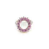 White Jade and Pink Sapphire Ring -
