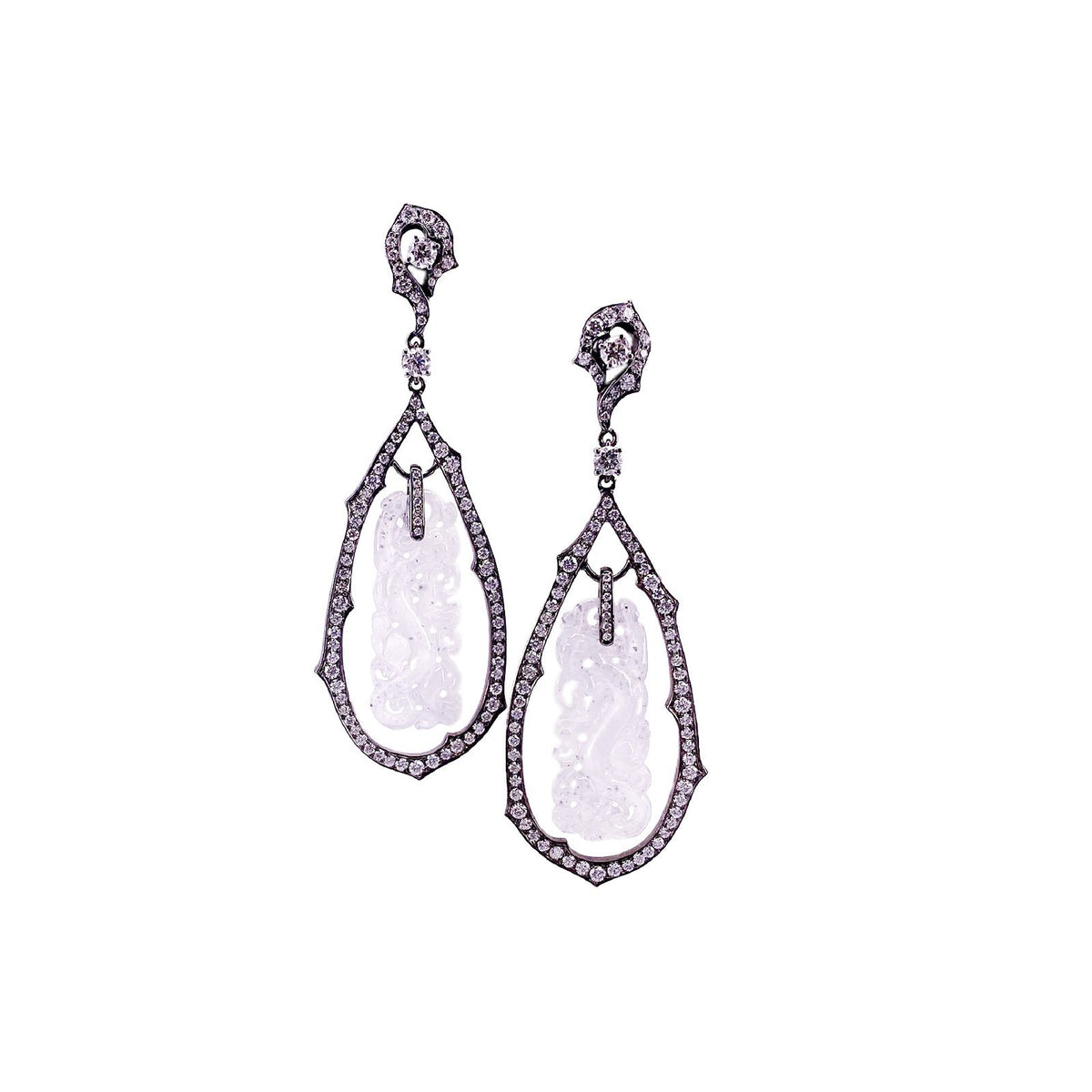 White Jade Dangle Earrings -