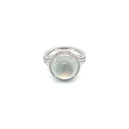 White Jade Diamond Ring -