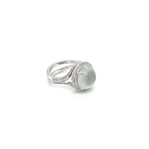 White Jade Diamond Ring -