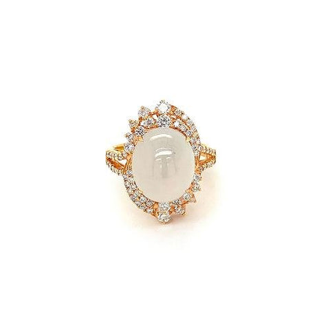 White Jade Diamond Ring-White Jade Diamond Ring -