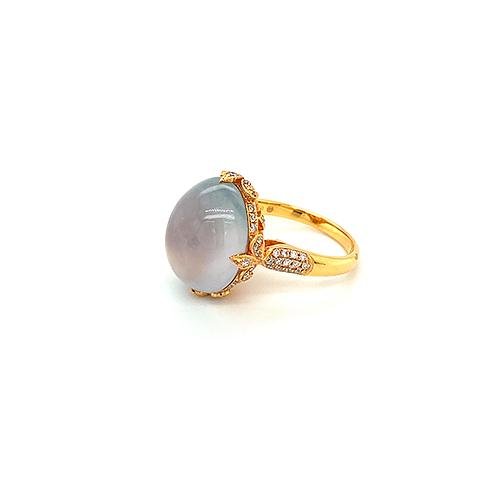 White Jade Diamond Ring -