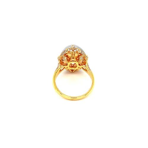 White Jade Diamond Ring -