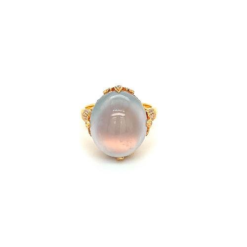 White Jade Diamond Ring -