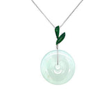 White Jade Disc Pendant and Chain -