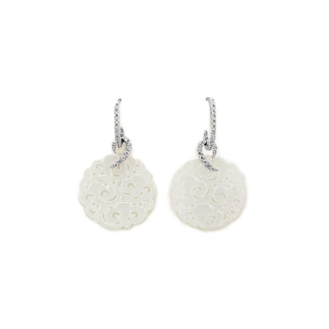 White Jade Round Earrings - OEMXM00064