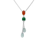 White, Orange, Green Jade Necklace -