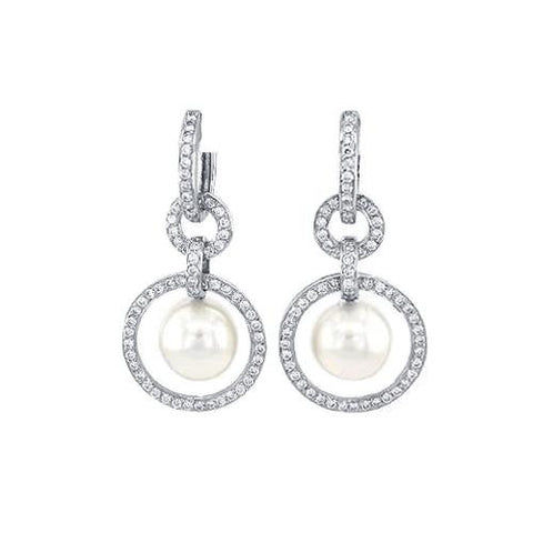 White South Sea Pearl Diamond Earrings - PEMXM00430