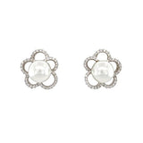 White South Sea Pearl Diamond Flower Earrings-White South Sea Pearl Diamond Flower Earrings - PEMXM00646