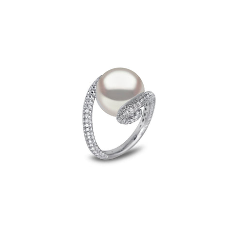 White South Sea Pearl Diamond Ring - PREUR00055