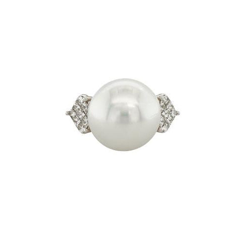 White South Sea Pearl Diamond Ring-White South Sea Pearl Diamond Ring -