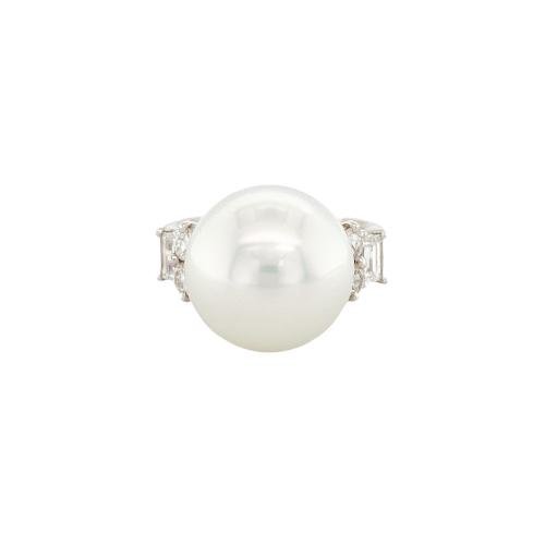 White South Sea Pearl Diamond Ring-White South Sea Pearl Diamond Ring -