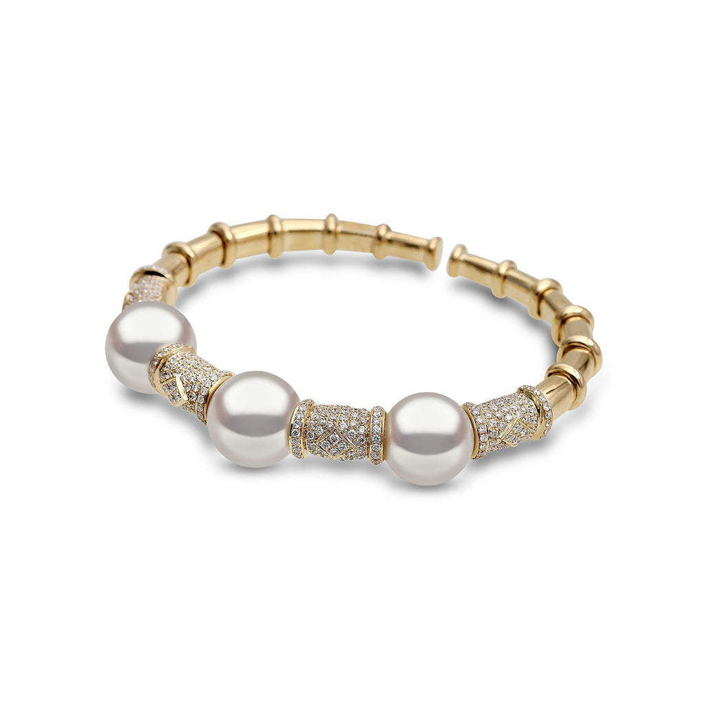 White South Sea Pearls and Diamond Bracelet -