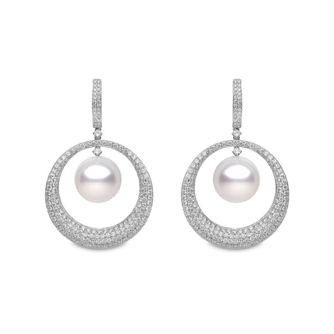 White South Sea Pearls and Diamond Earrings-White South Sea Pearls and Diamond Earrings -