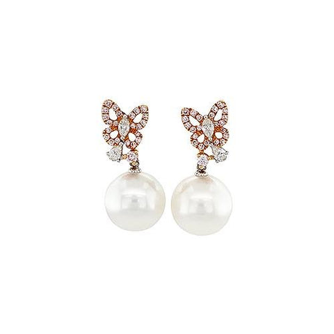 White South Sea Pearls Butterfly Earrings -
