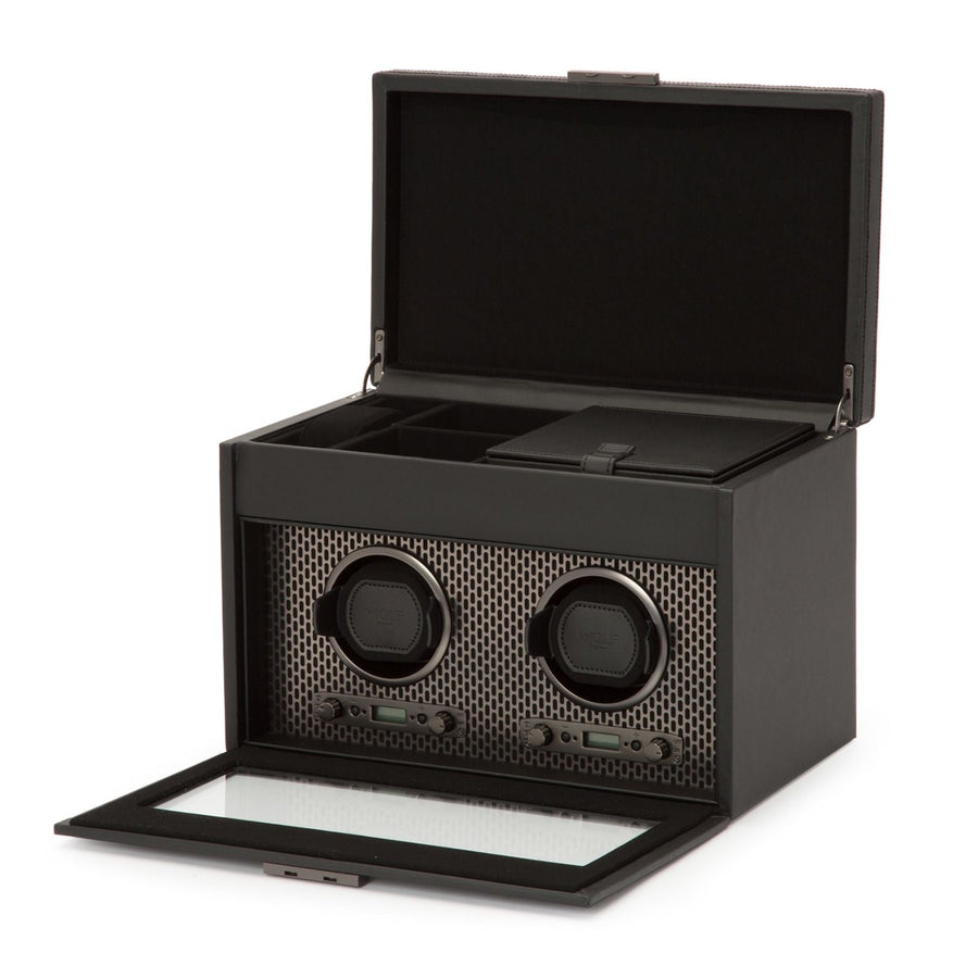 Wolf Axis Double Watch Winder with Storage - 469303