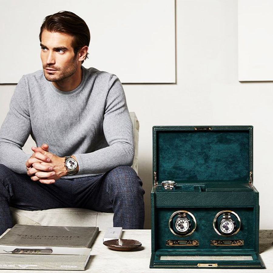 Wolf British Racing Green Double Watch Winder - 792241