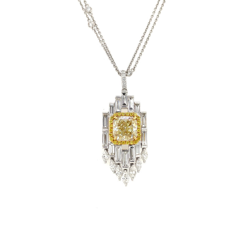 Yellow Diamond Necklace-Yellow Diamond Necklace - DNUJD00463