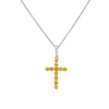 Yellow Sapphire Cross Necklace-Yellow Sapphire Cross Necklace - SNTIJ00489
