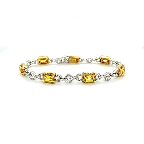 Yellow Sapphire Diamond Bracelet-Yellow Sapphire Diamond Bracelet -