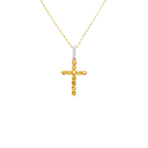 Yellow Sapphire Diamond Cross Necklace - SNTIJ00554