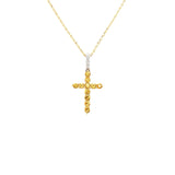 Yellow Sapphire Diamond Cross Necklace-Yellow Sapphire Diamond Cross Necklace - SNTIJ00554