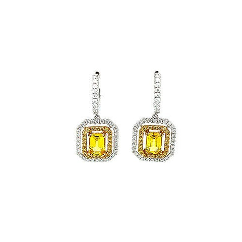 Yellow Sapphire Diamond Earrings-Yellow Sapphire Diamond Earrings - SETIJ00612