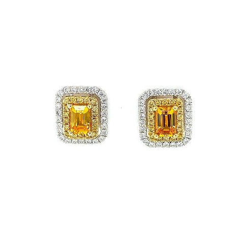 Yellow Sapphire Diamond Earrings-Yellow Sapphire Diamond Earrings -