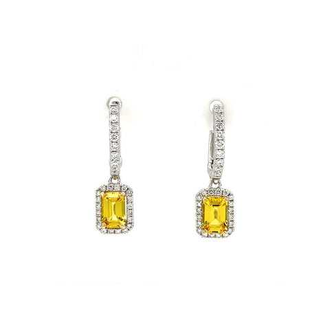 Yellow Sapphire Diamond Earrings-Yellow Sapphire Diamond Earrings - SETIJ00778