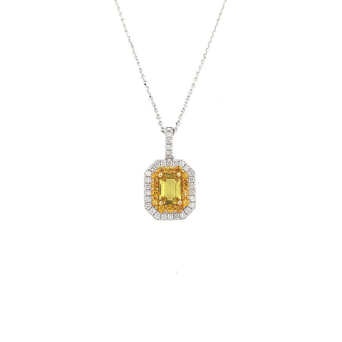 Yellow Sapphire Diamond Necklace-Yellow Sapphire Diamond Necklace - SNTIJ00455