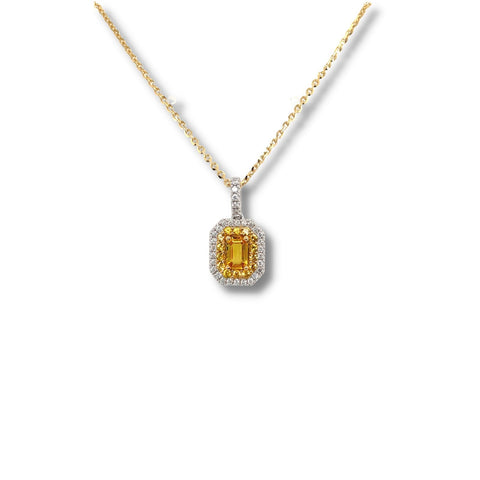 Yellow Sapphire Diamond Necklace-Yellow Sapphire Diamond Necklace - SNTIJ00547