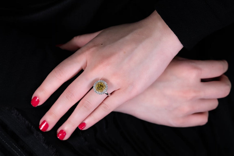 Yellow Sapphire Diamond Ring -