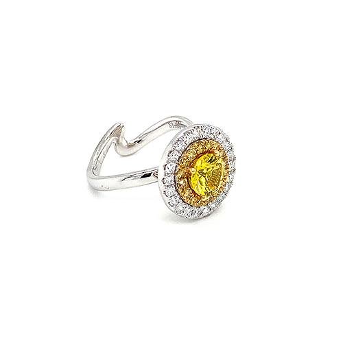 Yellow Sapphire Diamond Ring -