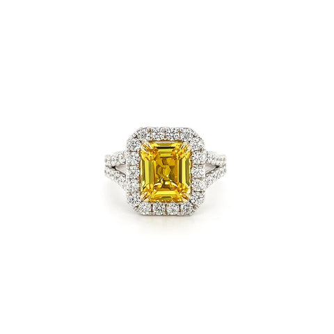 Yellow Sapphire Diamond Ring-Yellow Sapphire Diamond Ring - SRTIJ02197